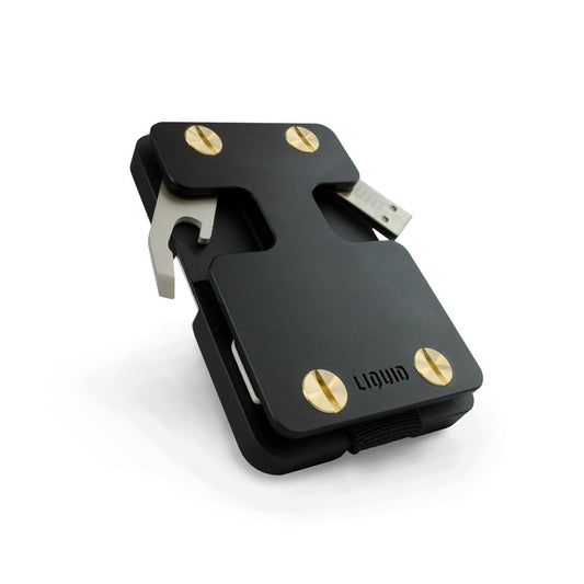 Liquid Wallet Matte Black (Brass screws)